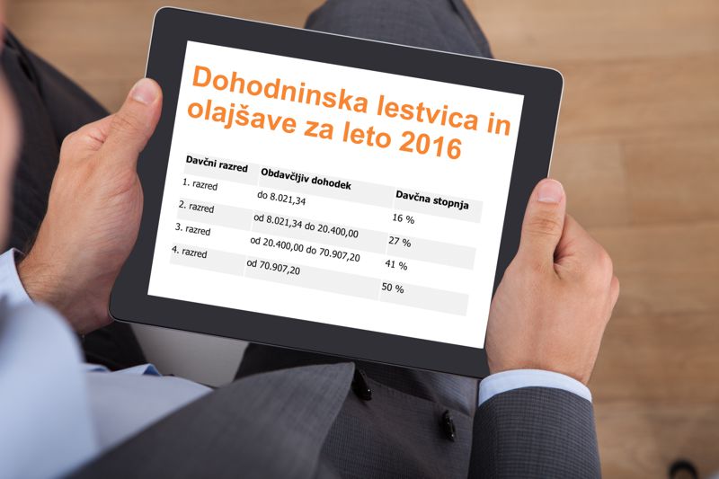 Dohodninska lestvica in davčne olajšave za leto 2016